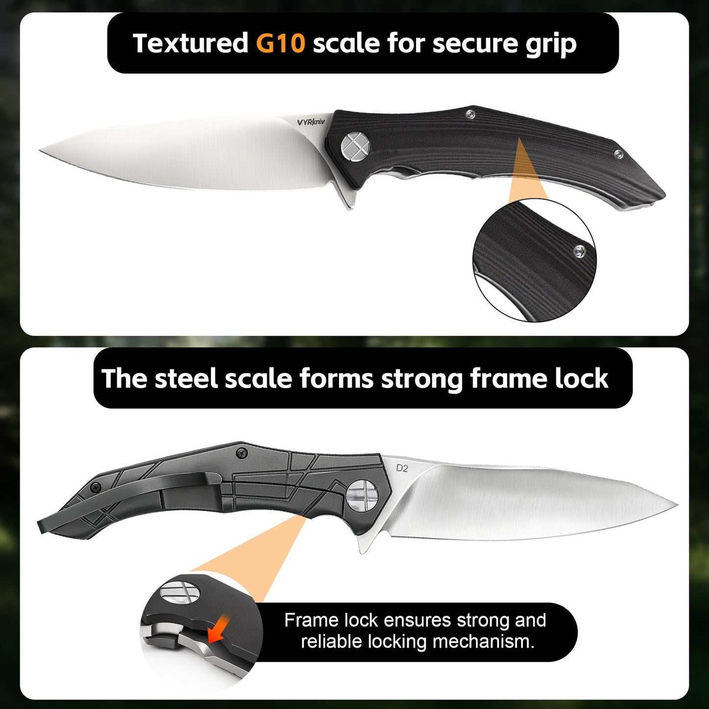 Pocket EDC Knife,3.8" D2 Steel V907